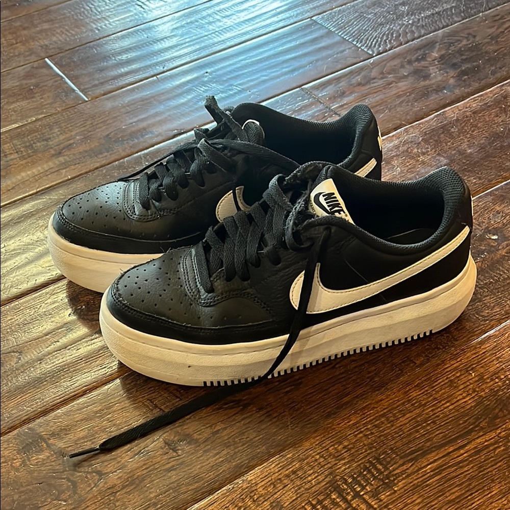 Nike Black and White Platform Sneakers